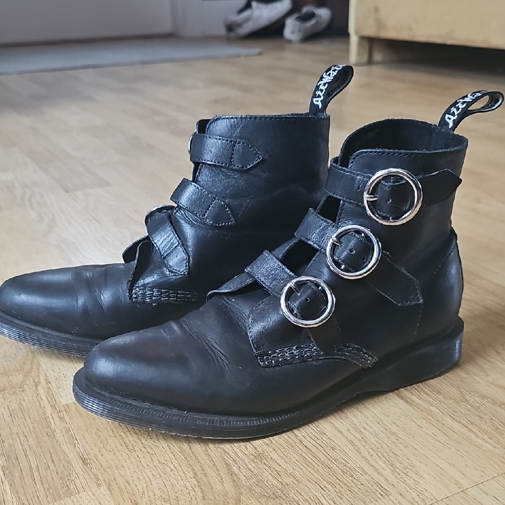 Dr. Martens Black Leather Boots with Buckles